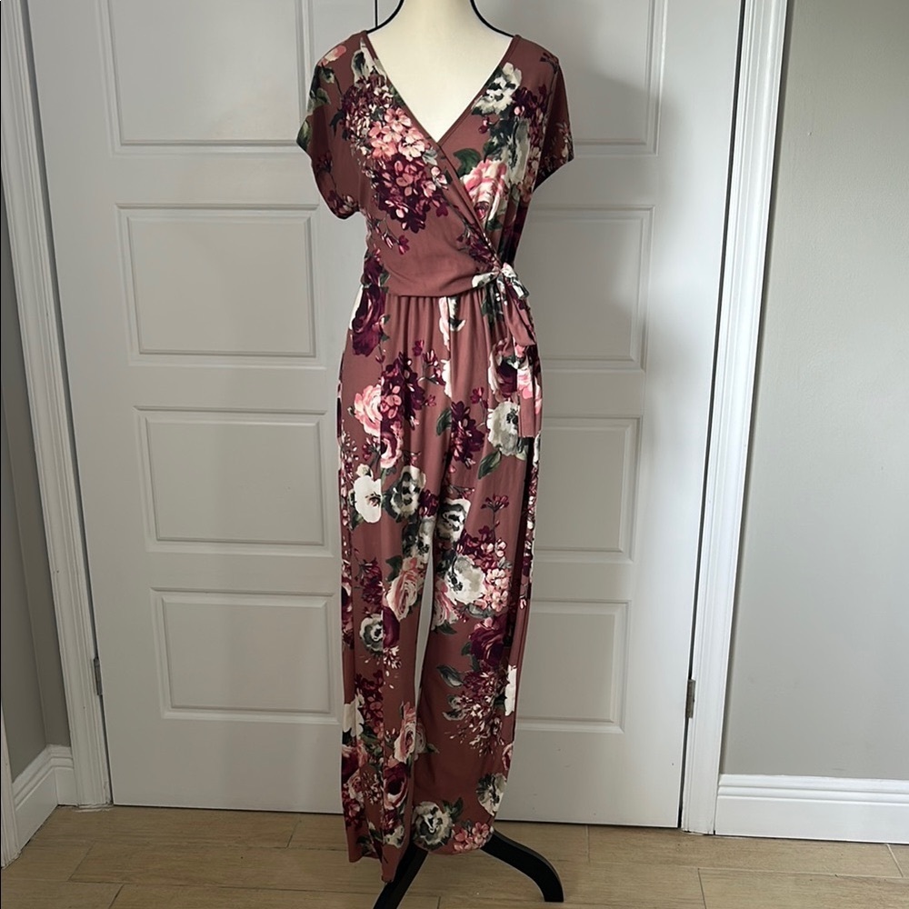 Caution To The Wind Pink and White Floral Jumpsuit